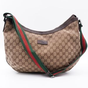 Gucci Brown GG Canvas Crossbody with Green and Red Web Strap